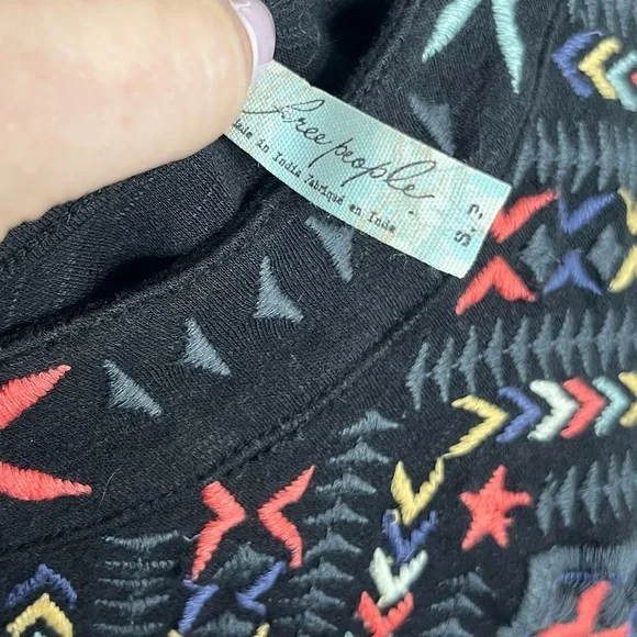 Free People Embroidered Black Mini Dress - Picture 3 of 5